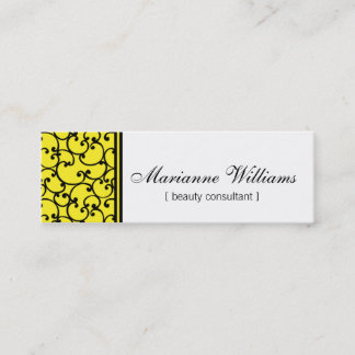 Cartes de visite micro de beauté jaune de damassé