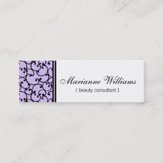 Cartes de visite micro de beauté lilas de damassé