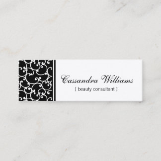Cartes de visite micro de beauté noire de damassé