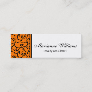 Cartes de visite micro de beauté orange de damassé