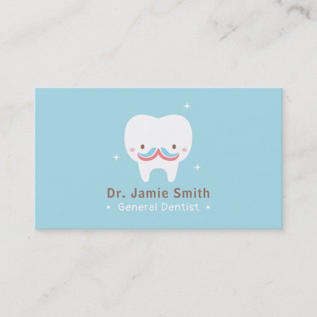Cartes de visite mignons de dentiste de moustache (Devant)