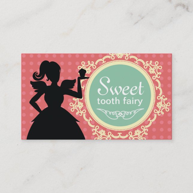 Cartes de visite mignons de fille de petit gâteau (Devant)