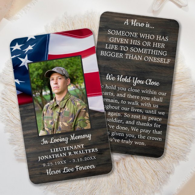 Cartes De Visite Military Memorial Flag Fallen Soldier Prayer Card (Créateur téléchargé)