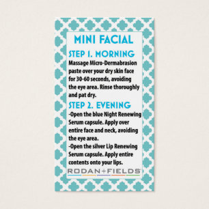 Cartes De Visite Mini Facial R +F card- Rodan + Fields facial