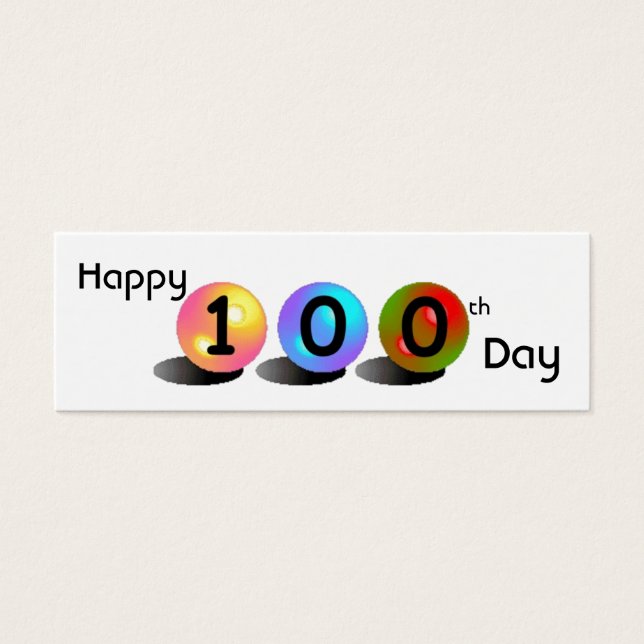 Cartes De Visite Mini signet personnalisable "Happy 100th Day" (Devant)