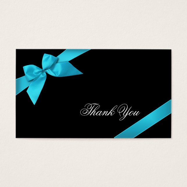 Cartes De Visite Minicard de Merci de ruban Turquoise (Devant)