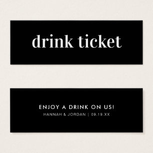 Cartes De Visite Minimal moderne   Billet de boisson Mariage Bar