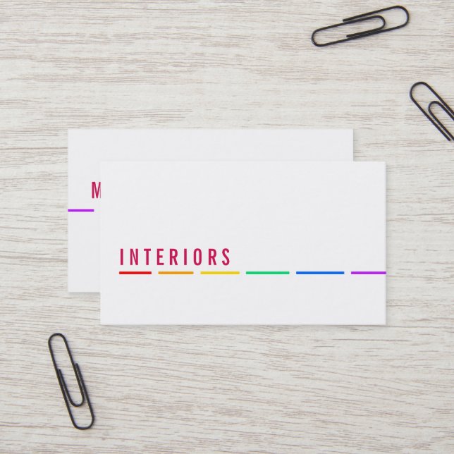 Cartes de visite Minimal Rainbow (Devant/Arrière en situation)