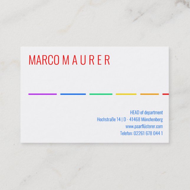 Cartes de visite Minimal Rainbow (Dos)