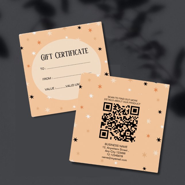 Cartes De Visite Minimal simple Pastel Orange Black Star Motif (Créateur téléchargé)