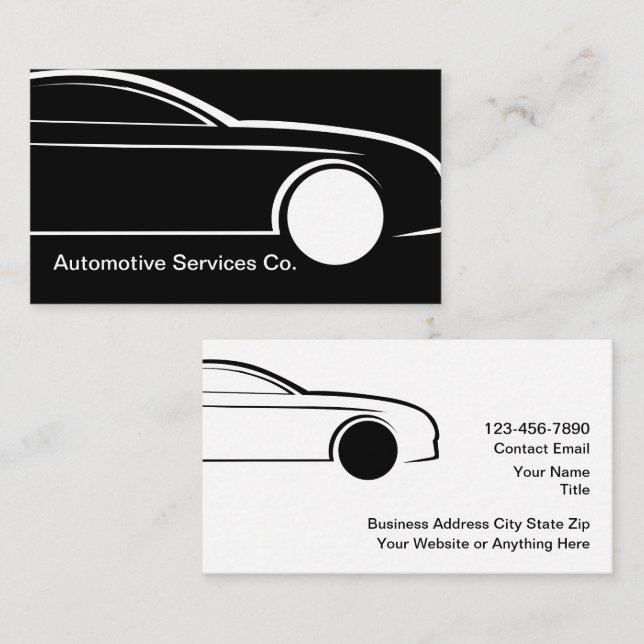 Cartes de visite minimales pour un thème automobil (Devant / Derrière)