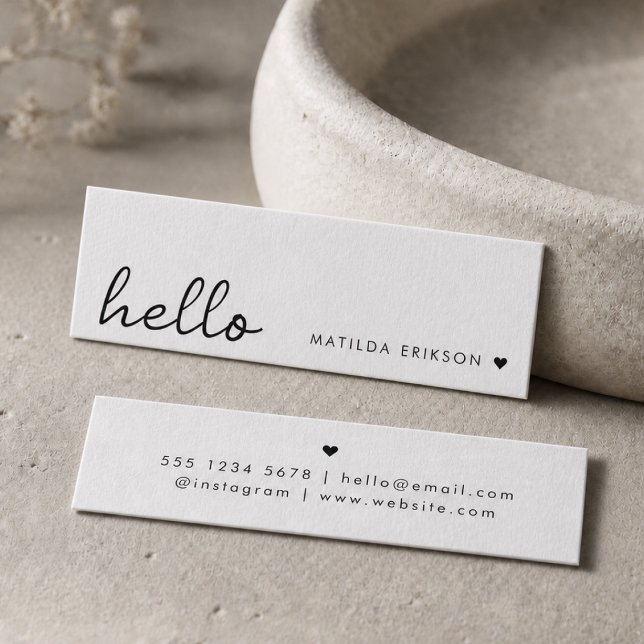 Cartes de visite minimales | Simple Hello Mini bla (Minimal handwritten “hello” mini business cards by Guava - clean, modern & effortlessly stylish)