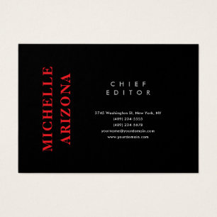 Cartes De Visite Minimaliste Noir Rouge & Blanc Moderne Professionn