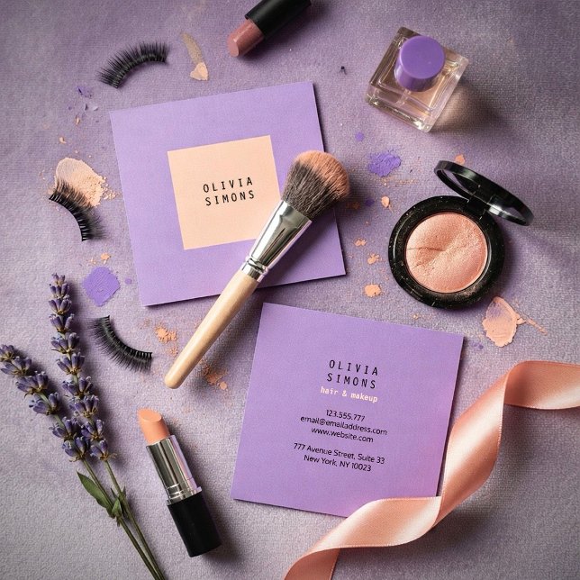 Cartes de visite minimalistes (Minimalist and Luxury violet custom business card for beauty salon)