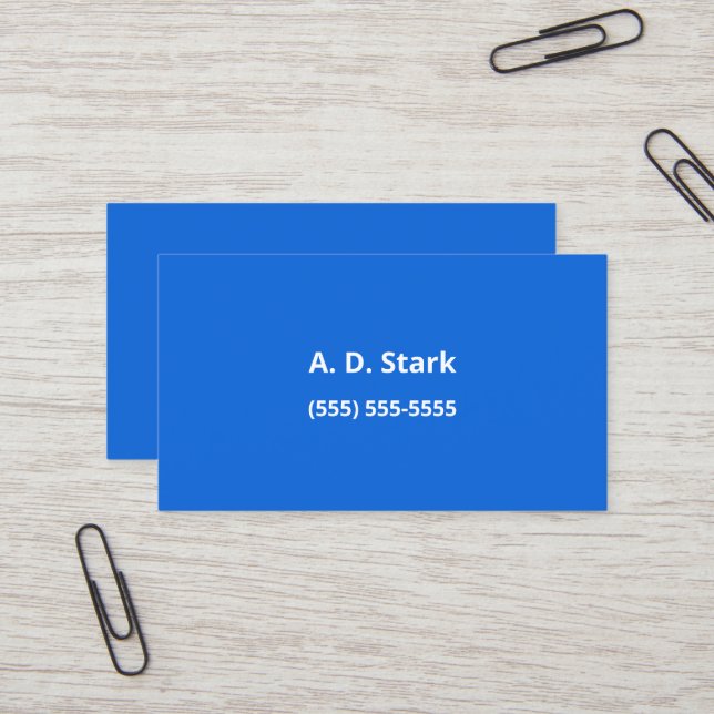Cartes de visite minimalistes bleu moyen (Devant/Arrière en situation)