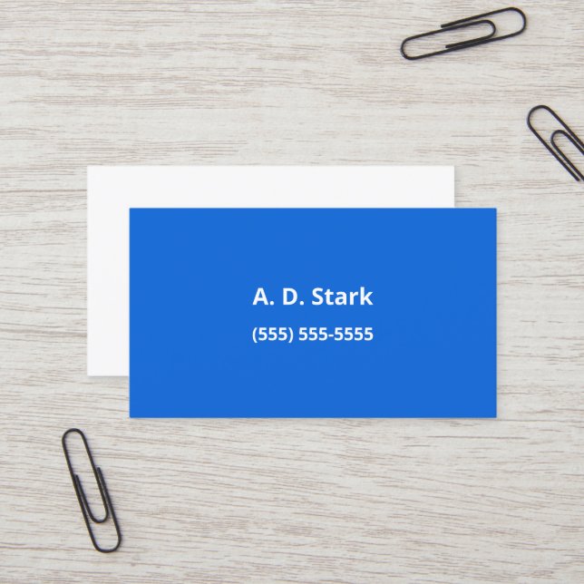 Cartes de visite minimalistes bleu moyen (Devant/Arrière en situation)