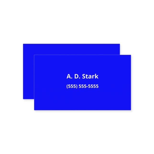 Cartes de visite minimalistes bleu vif (Devant/Arrière en situation)