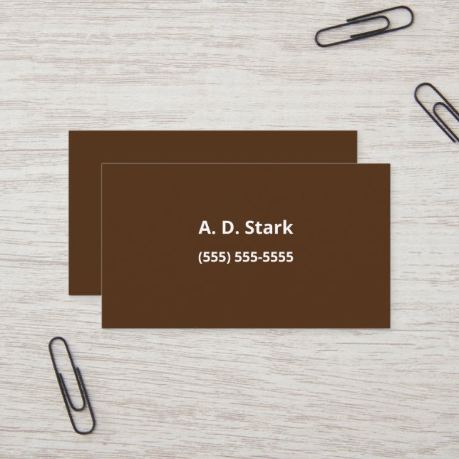Cartes de visite minimalistes Brown foncés (Devant/Arrière en situation)