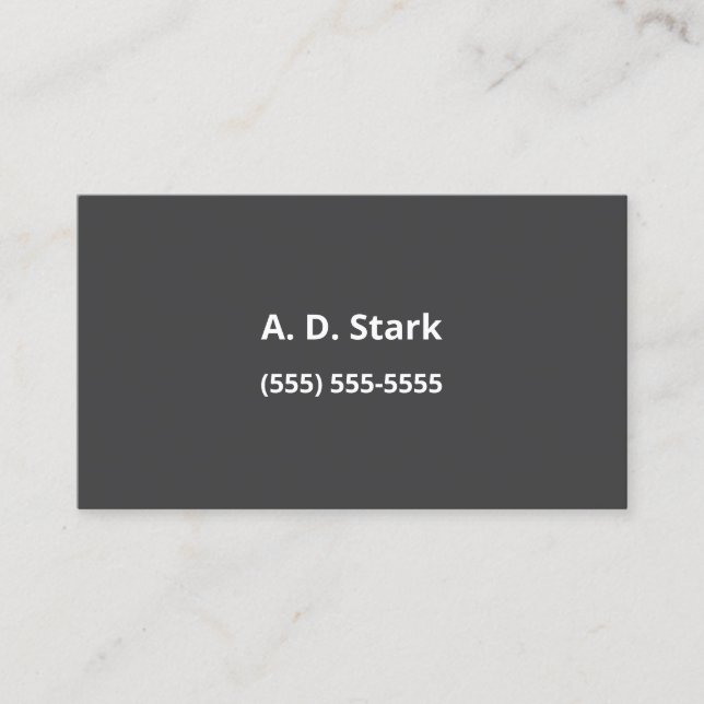 Cartes de visite minimalistes gris foncé (Devant)