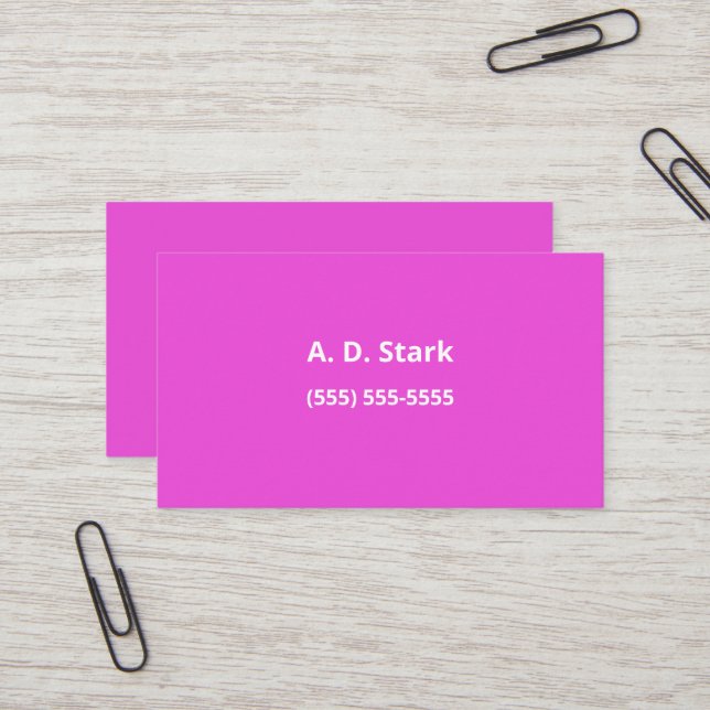 Cartes de visite minimalistes roses vifs (Devant/Arrière en situation)