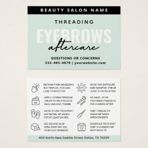 Cartes De Visite Mint moderne Simple Eyebrow Threading Aftercare