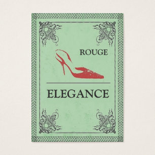 CARTES DE VISITE MODE ROUGE DE TALON HAUT D'ÉLÉGANCE VINTAGE DE