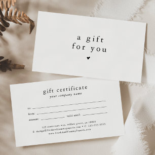 Cartes De Visite MODÈLE de certificat-cadeau pour bon d'affaires EM