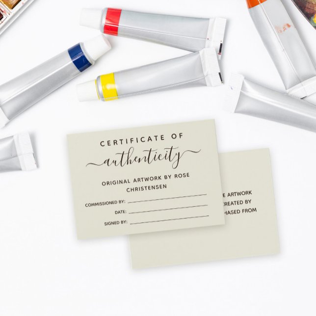 Cartes De Visite Modèle de certificat d'authenticité de script Brow (Créateur téléchargé)