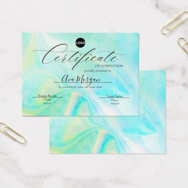 Cartes De Visite Modèle de certificat simple - Effet holographique (Bureau)