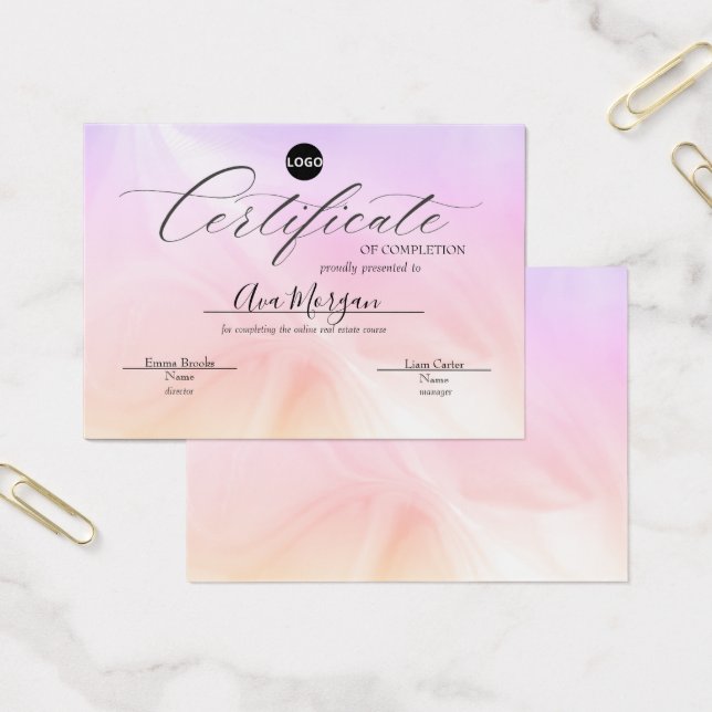 Cartes De Visite Modèle de certificat simple - Effet holographique (Bureau)