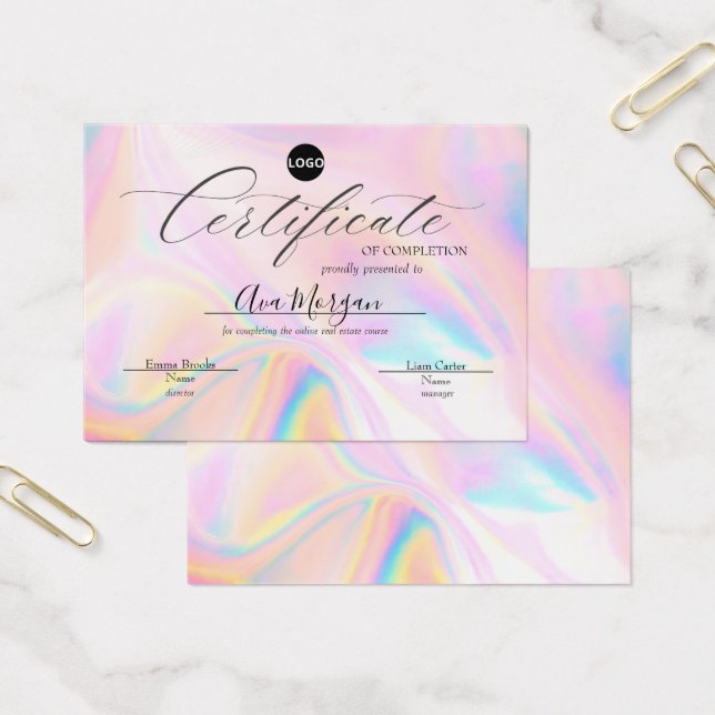 Cartes De Visite Modèle de certificat simple - Effet holographique (Bureau)