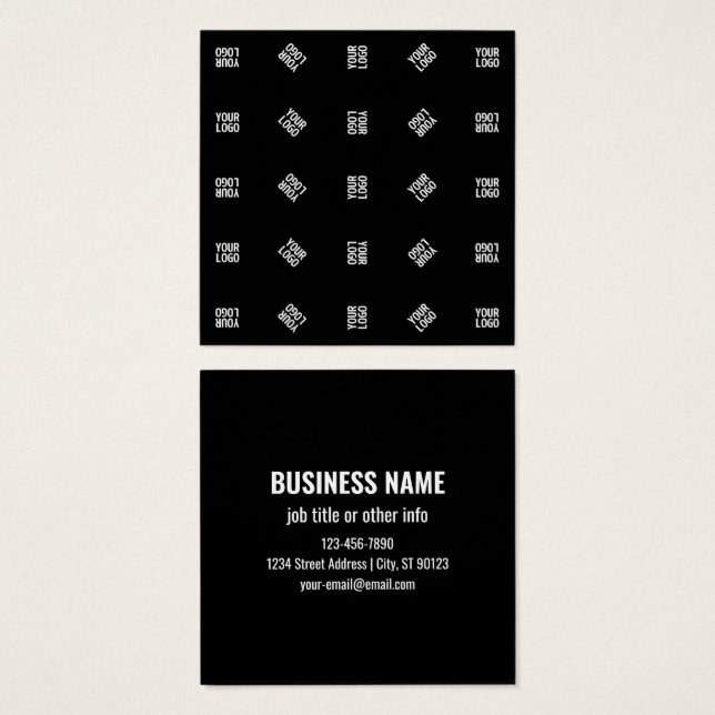 Cartes De Visite Modèle de Motif Logo moderne unique | Black (Devant & derrière)