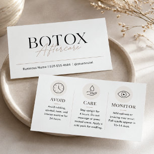 Cartes De Visite Modèle de soins après Botox Beige Minimaliste