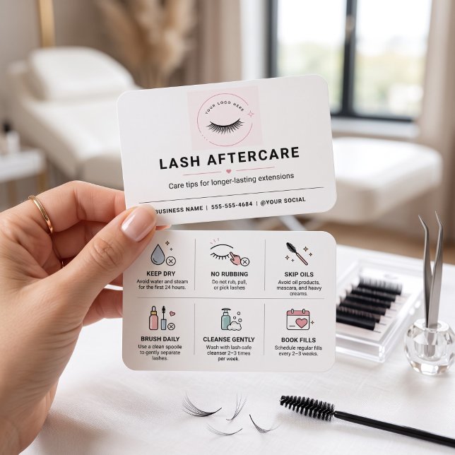 Cartes De Visite Modèle de soins après-cils rose moderne doux (Créateur téléchargé)