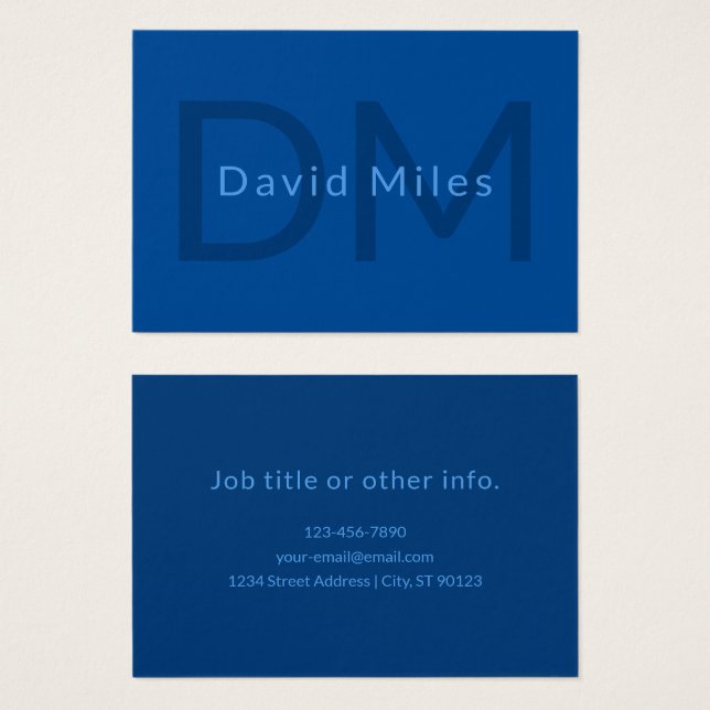 Cartes De Visite Modèle de texte modifiable pour le nom monographiq (Devant & derrière)