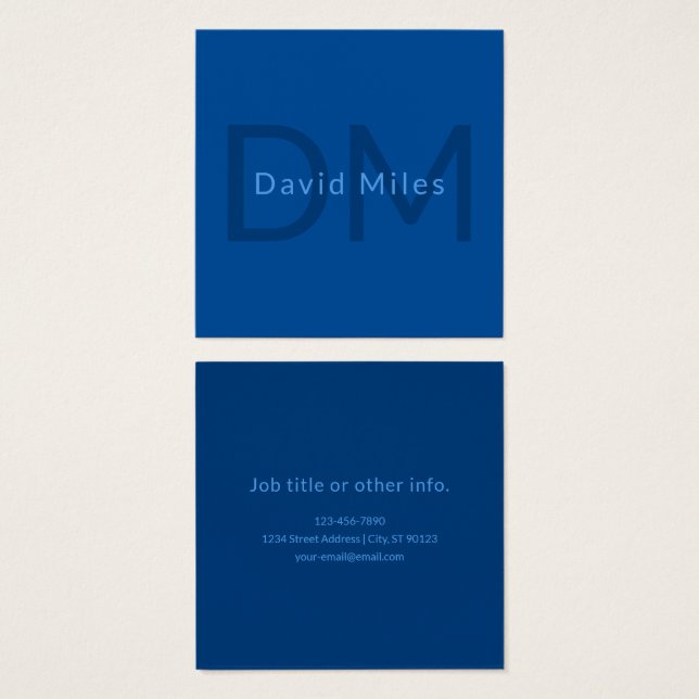 Cartes De Visite Modèle de texte modifiable pour nom monogrammé etc (Devant & derrière)