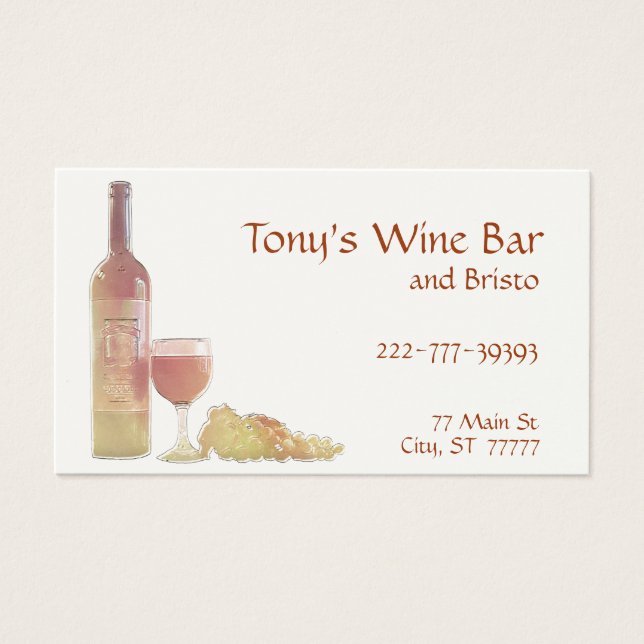 Cartes De Visite Modèle de vin de raisin rose (Devant)