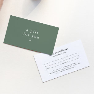 Cartes De Visite MODÈLE du certificat cadeau EMELIA Boho Sage Vouch