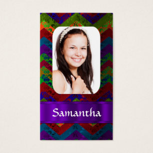 Cartes De Visite Modèle photo de chevron coloré