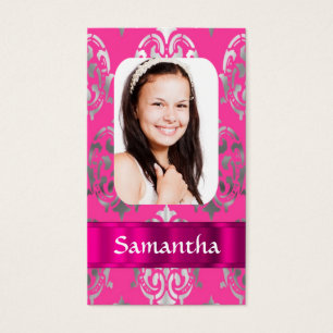 Cartes De Visite Modèle photo rose de damassé