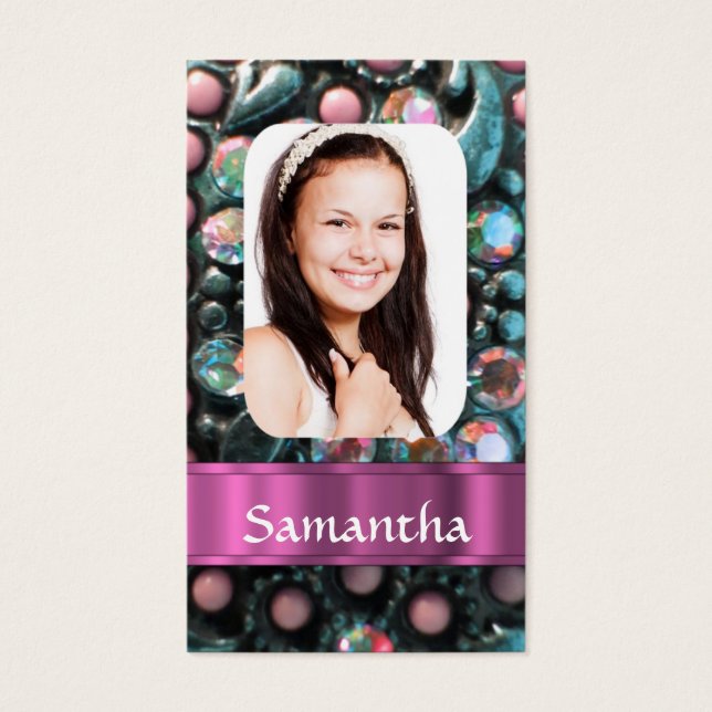 Cartes De Visite Modèle photo rose perle (Devant)