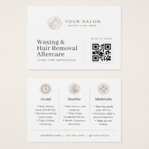 Cartes De Visite Modèle QR de soins après épilation à la cire beige