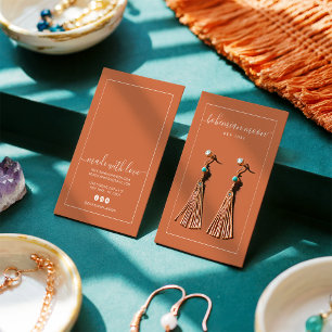 Cartes De Visite Modern copper white script earring display card