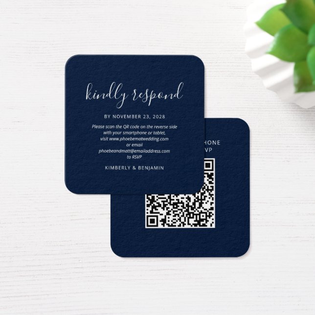 Cartes De Visite Modern Elegant QR Code Wedding RSVP Card (Bureau)