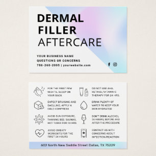 Cartes De Visite Modern Fillers Aftercare Instruction Card