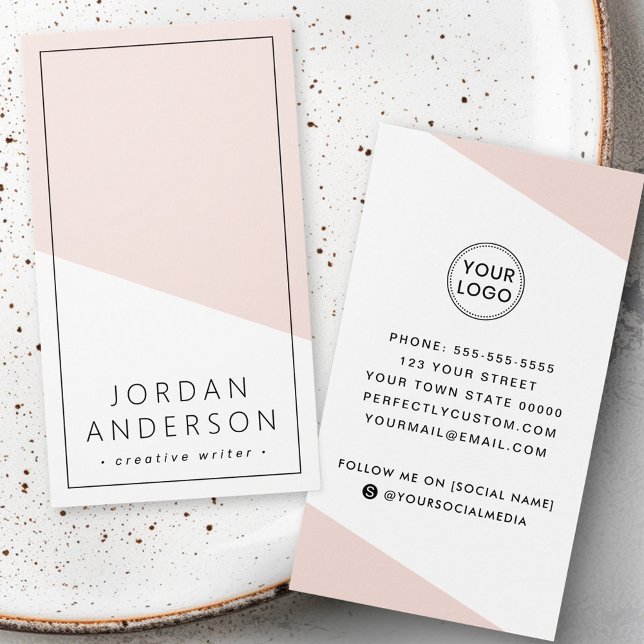Cartes De Visite Modern light blush pink geometric business card (Modern light blush pink geometric business card)