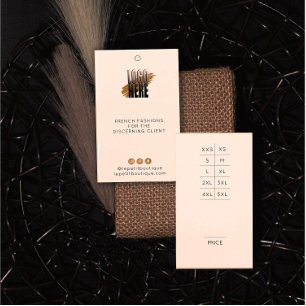 Cartes De Visite Modern Logo Clothing Price tag with Size Chart