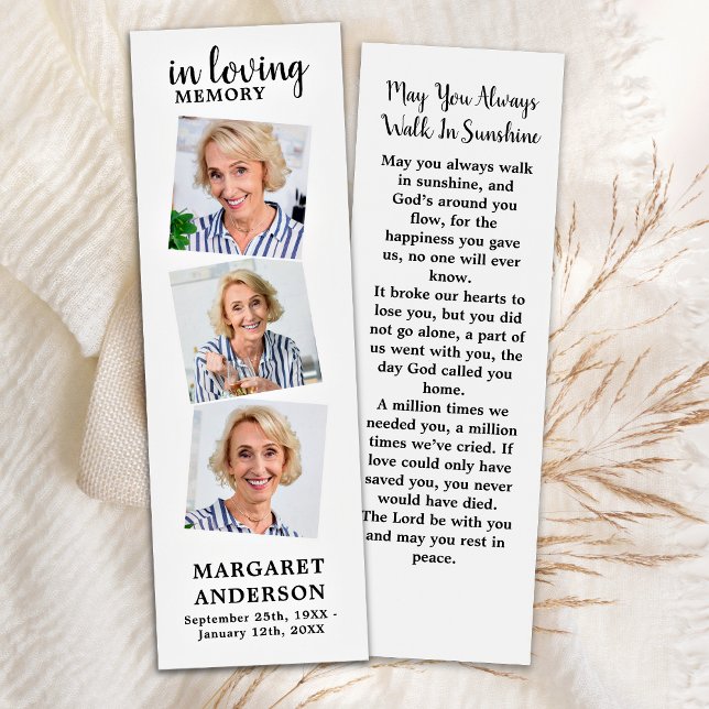 Cartes De Visite Modern Memorial 3 Photo Funeral Signet (Créateur téléchargé)