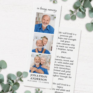 Cartes De Visite Modern Memorial 3 Picture Funeral Prayer Bookmark