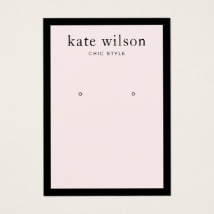 Cartes De Visite Modern Pale Pink Black Border Earring Display Card
